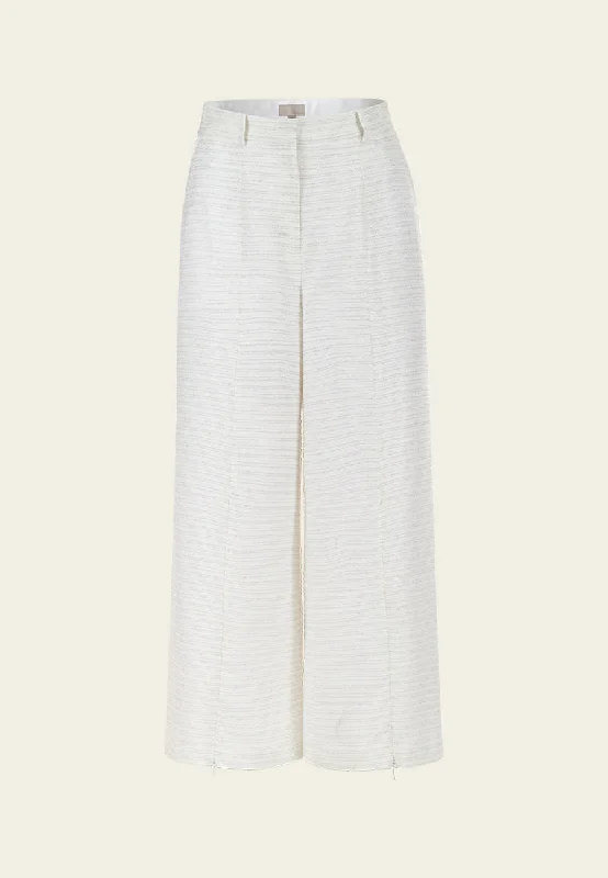 Stripped Lurex Slit-detail Wide-leg Pants