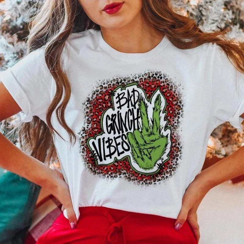 Online Exclusive | Bad Grinch Vibes Short Sleeve Graphic Tee in White