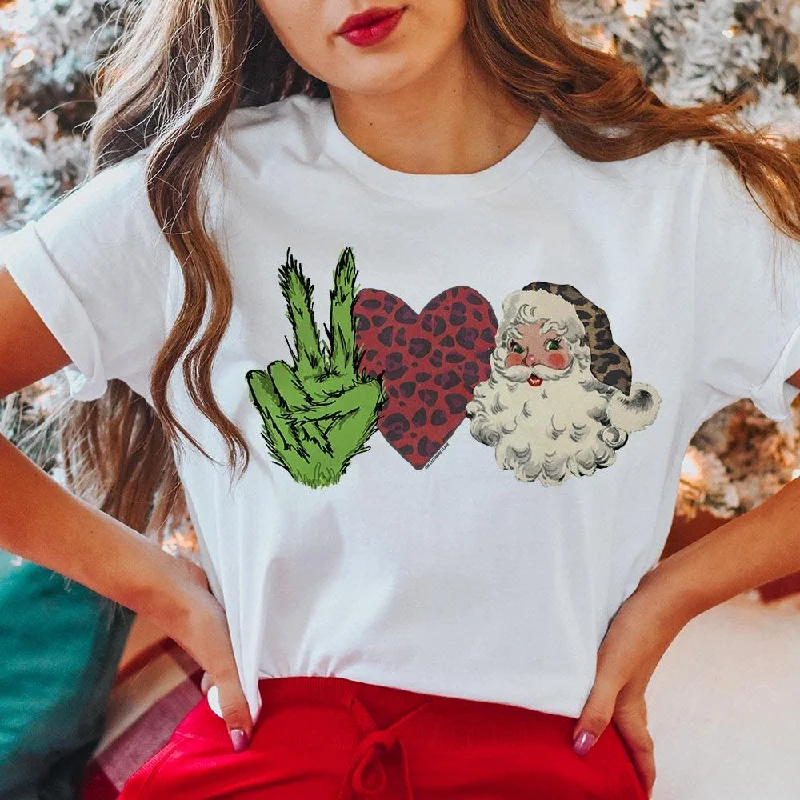 Online Exclusive | Grinch Love Santa Clause Short Sleeve Graphic Tee in White