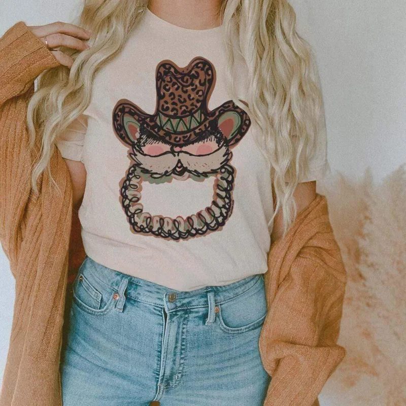 Online Exclusive | Western Cowboy Santa Clause Graphic Tee in Cream