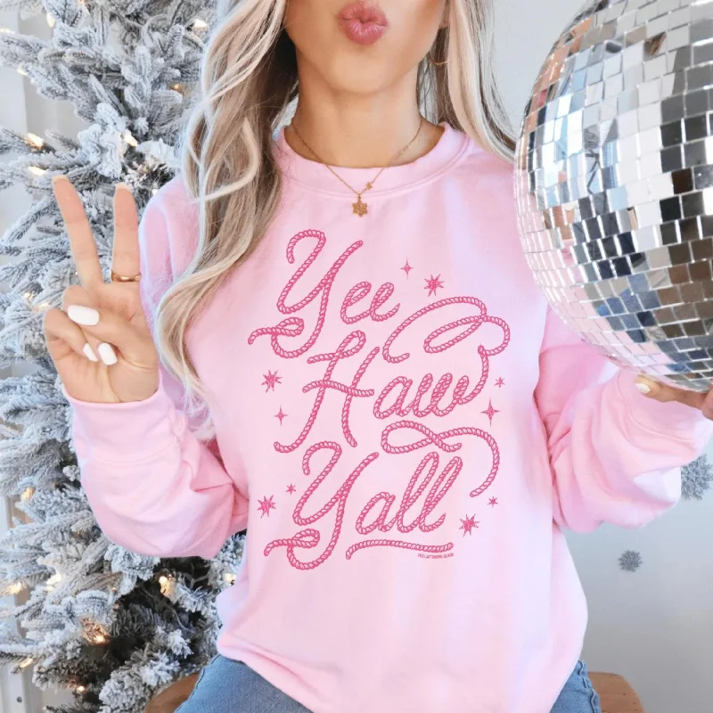 Online Exclusive | Yee Haw Yall Rope Writing Graphic Sweatshirt in Pink