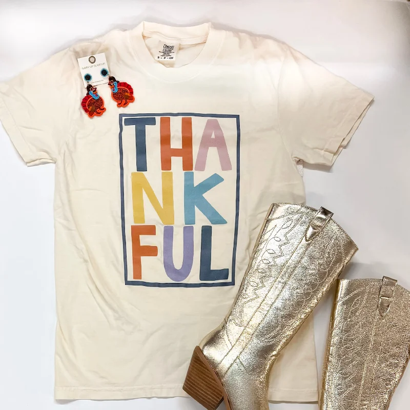 Thankful Short Sleeve Graphic Tee in Cream