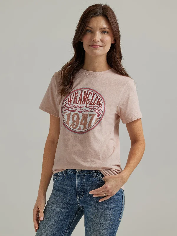 Wrangler Women's Peach Heather Nostalgia Logo Graphic Tee