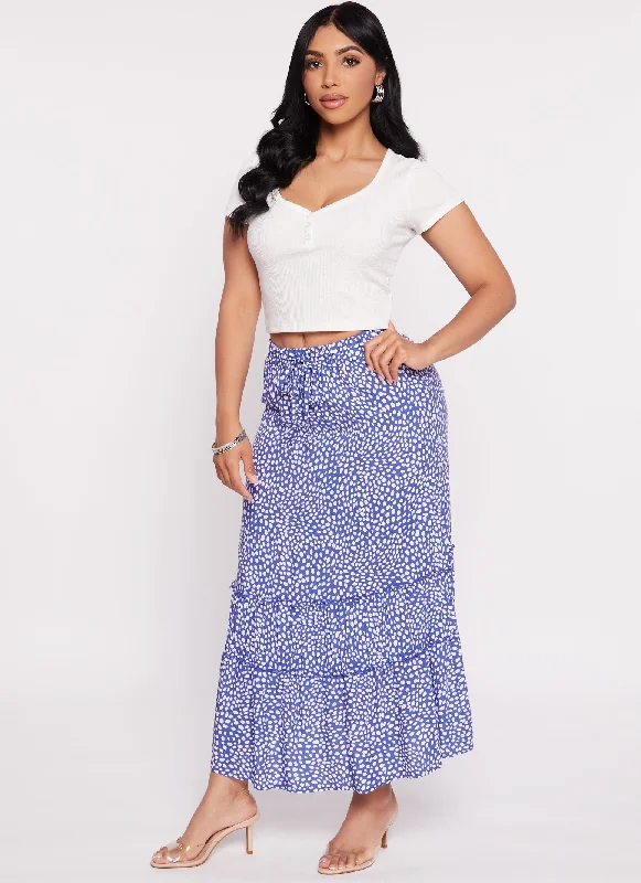 Tiered High Waist Maxi Skirt