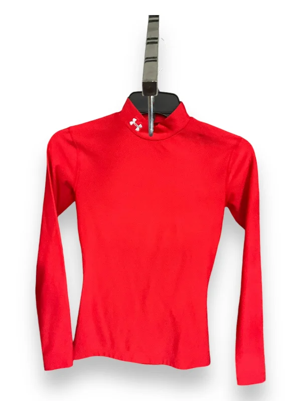 Athletic Top Long Sleeve Collar By Under Armour In Red, Size: S