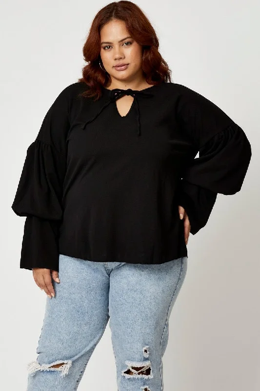 Black Ruffle Top Long Sleeve