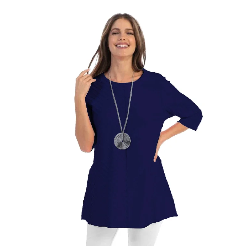 Focus Fashion Diagonal Rib Tunic in Navy - CS-390