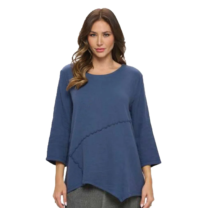 Focus Fashion Textured Tunic in Blue Indigo - JG-015