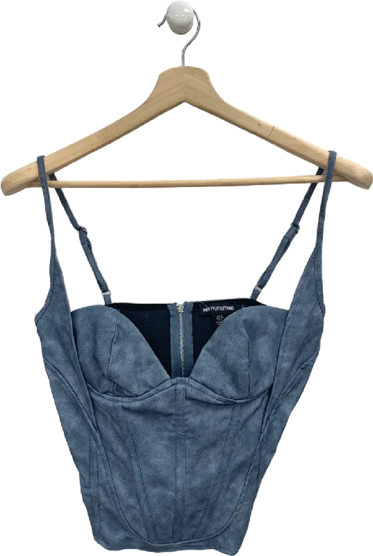 PrettyLittleThing Blue Corset Style Top UK 8