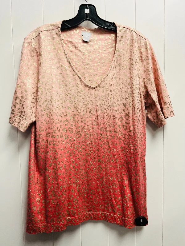 Top Short Sleeve By Chicos In Pink, Size: L