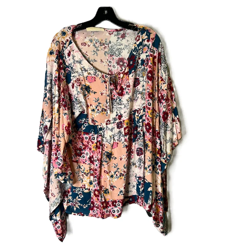 Top Short Sleeve By Savanna Jane In Floral Print, Size: 2x