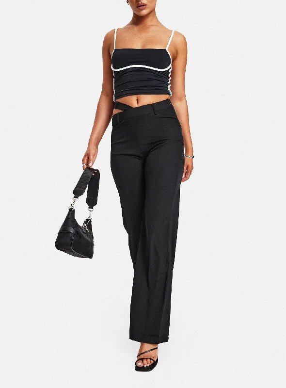 Arino Asymmetric Waistband Pants Black