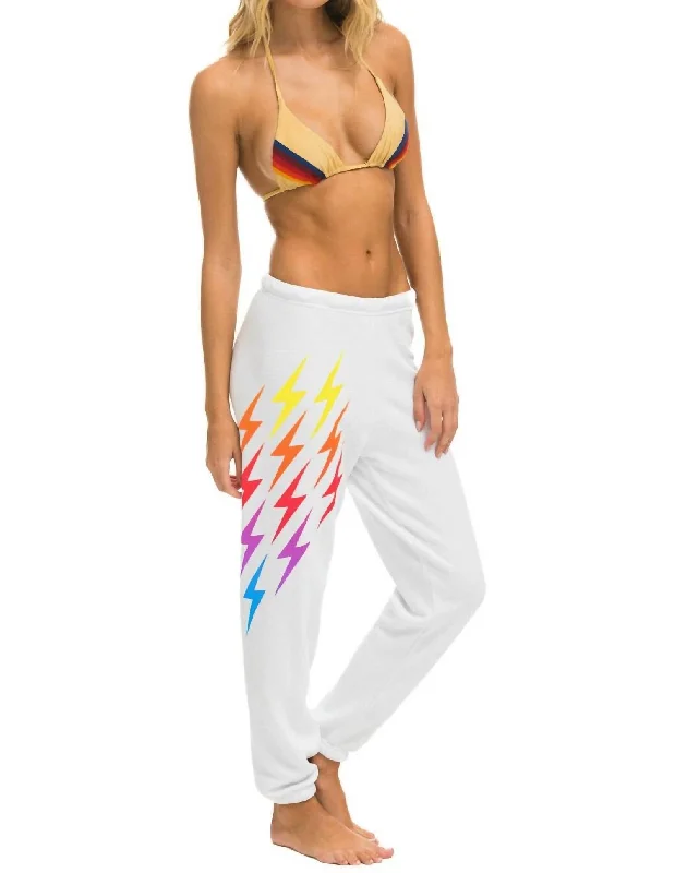 Bolt Gradient Sweatpant In White/rainbow