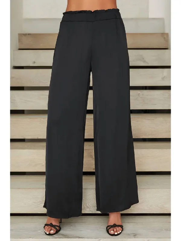 Satin Palazzo Pant In Black