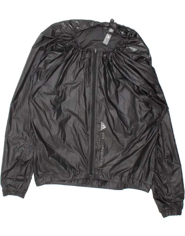 ADIDAS Womens Stella McCartney Oversized Rain Jacket UK 6 XS Black