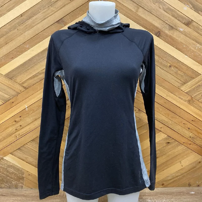 Burton- woman hooded base top- MSRP $119: Black -women-MD