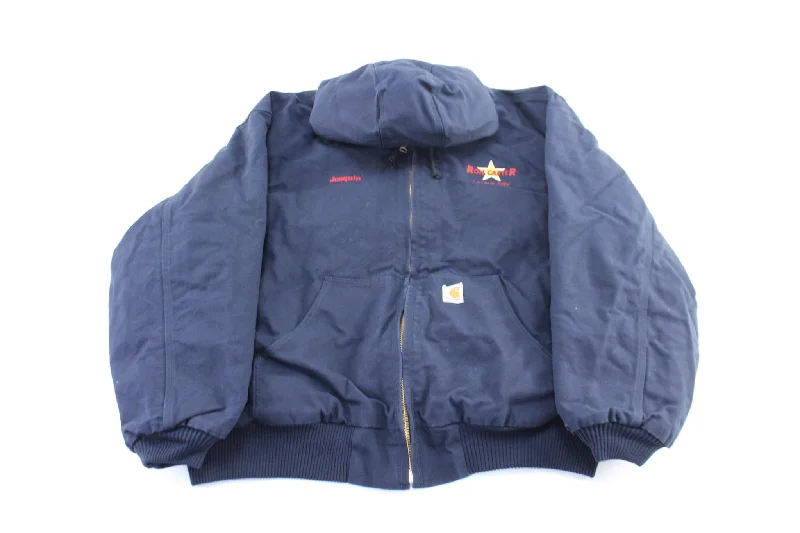 Carhartt Logo Patch Navy Hooded Zip Up Jacket