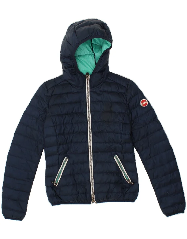 COLMAR Womens Hooded Padded Jacket IT 40 XS Navy Blue