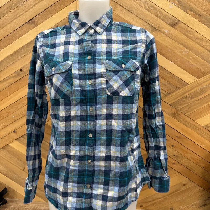 Eddie Bauer - Women's Flannel Shirt - MSRP $129: Green/Blue/Purple-women-MD