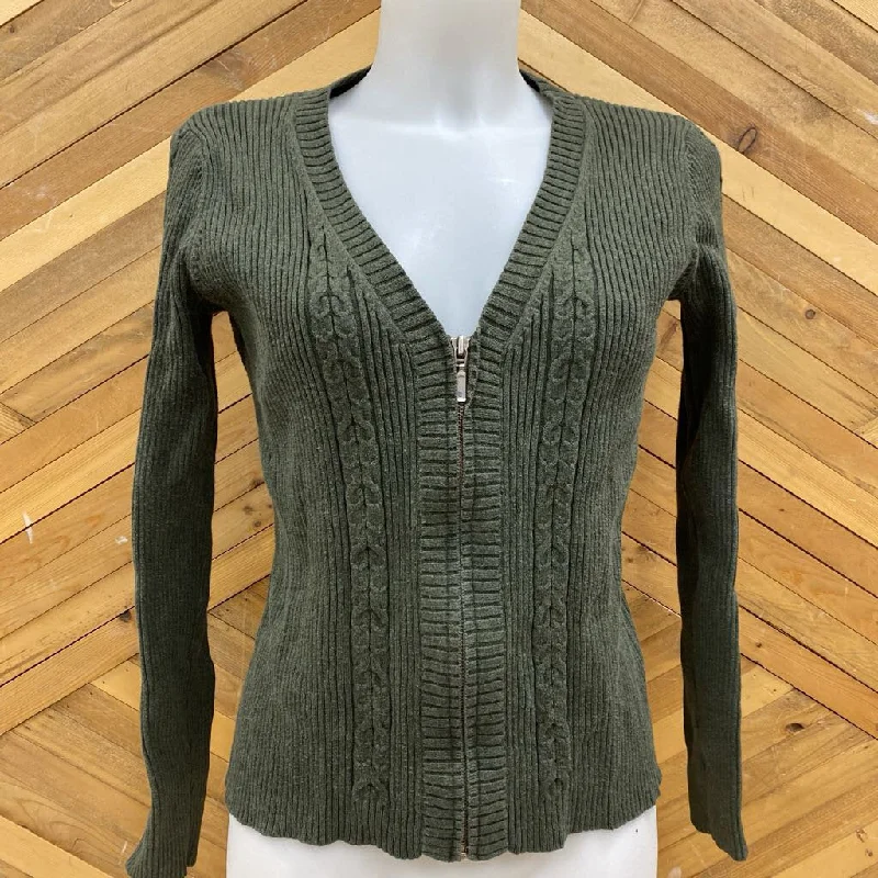 Eddie Bauer - Women's Zip-Up Knit Cardigan: Dark Green-women-SM