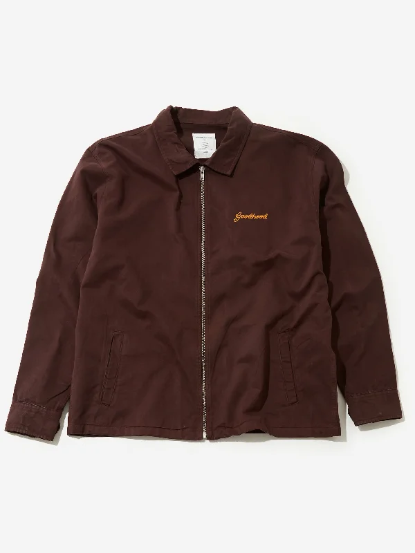 Goodhood Worldwide Mechanic Script Jacket - Chocolate Brown