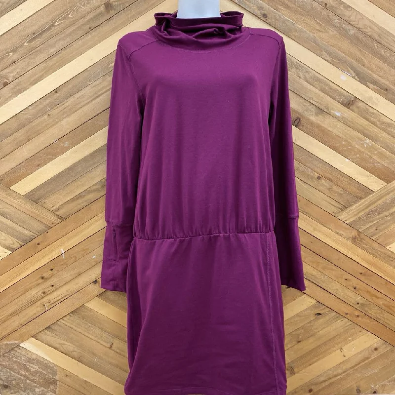 Mountain Hardwear - Women's L/S Cowl-Neck Dress: Dark Pink-women-LG