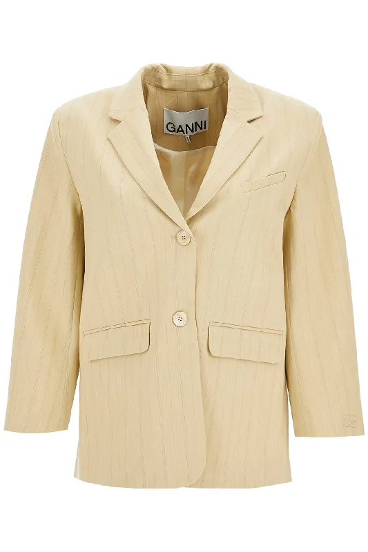 GANNI striped boxy blazer