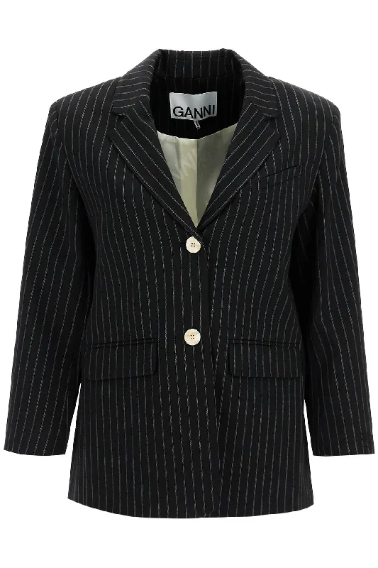 GANNI striped boxy blazer