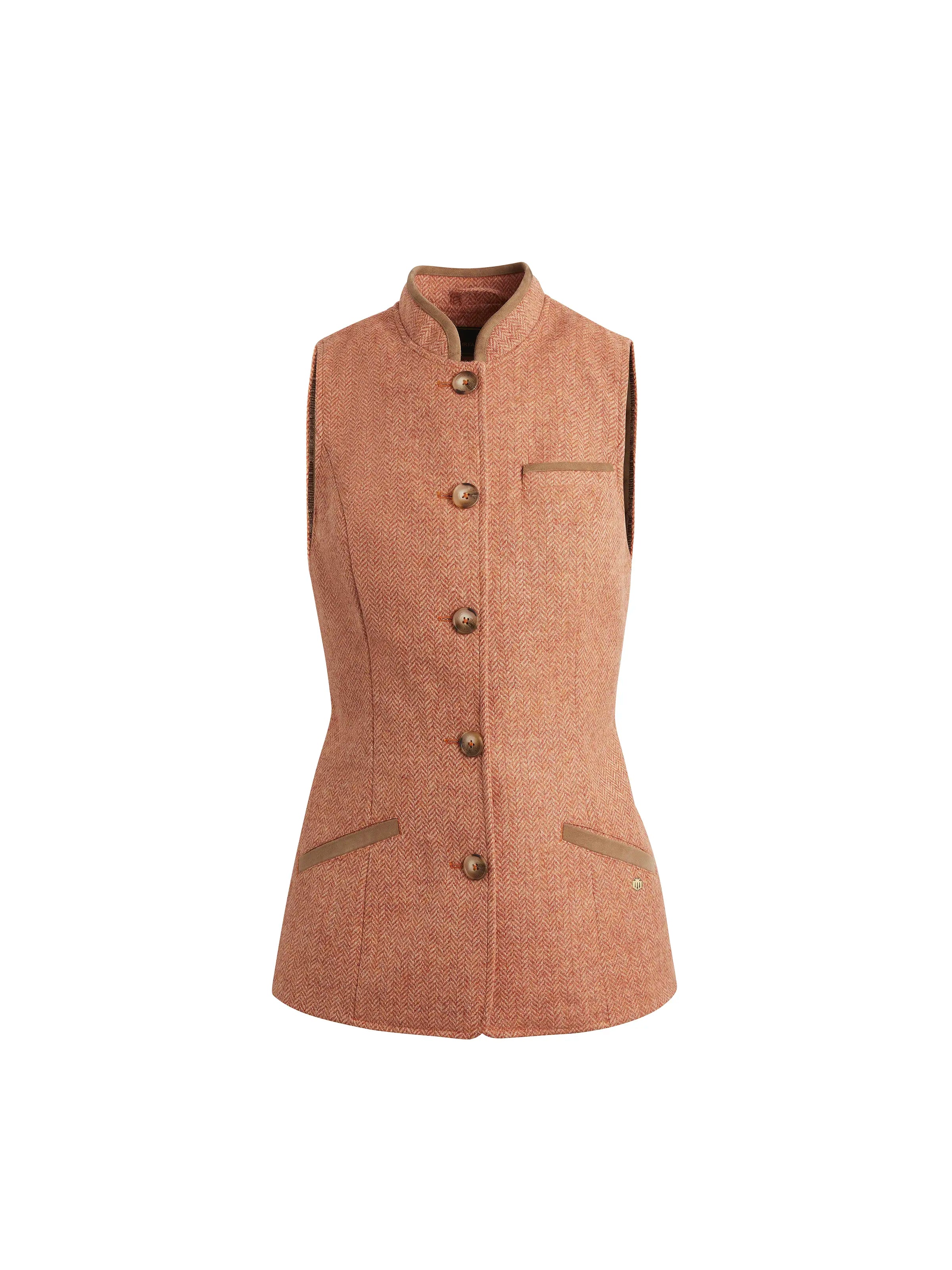 Madeline Gilet - Coral Herringbone