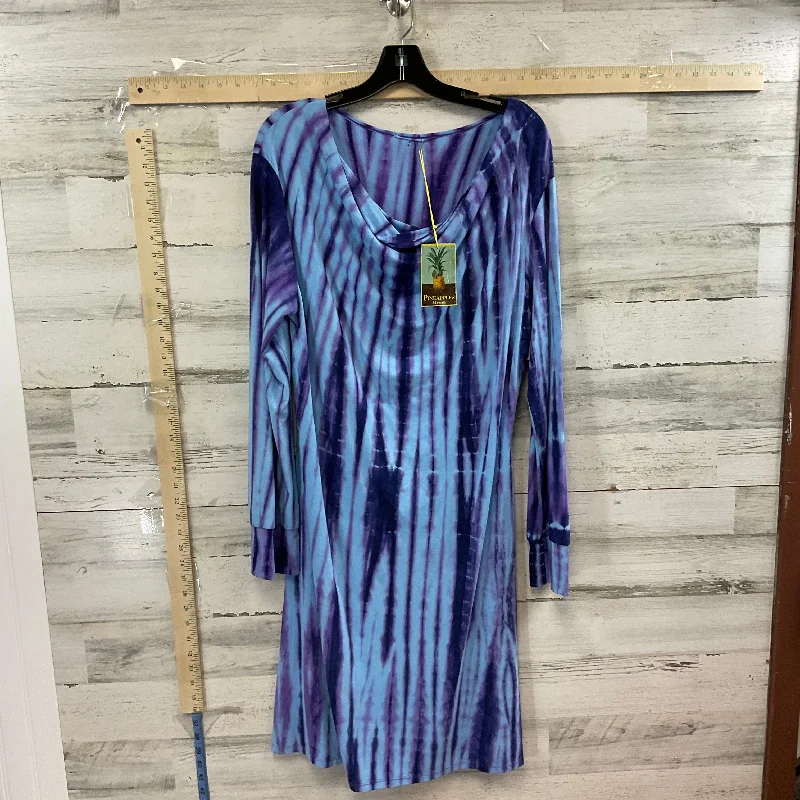 Blue Dress Casual Midi PINEAPPLES, Size Xl