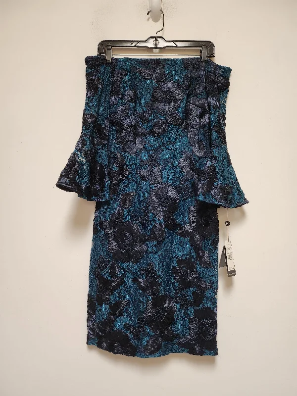 Blue & Green Dress Party Midi Adrianna Papell, Size Xs