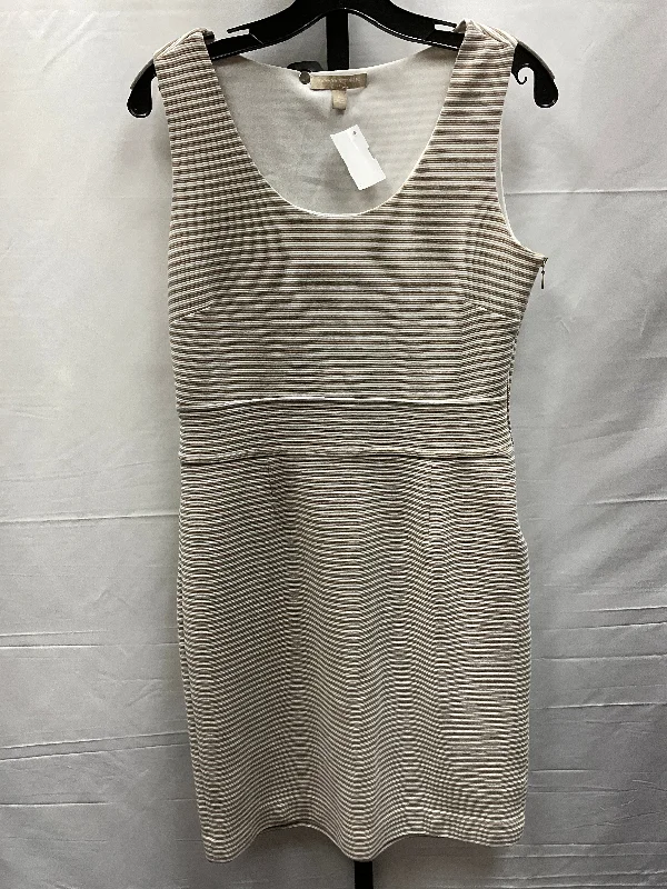 Tan & White Dress Casual Midi Banana Republic, Size 8