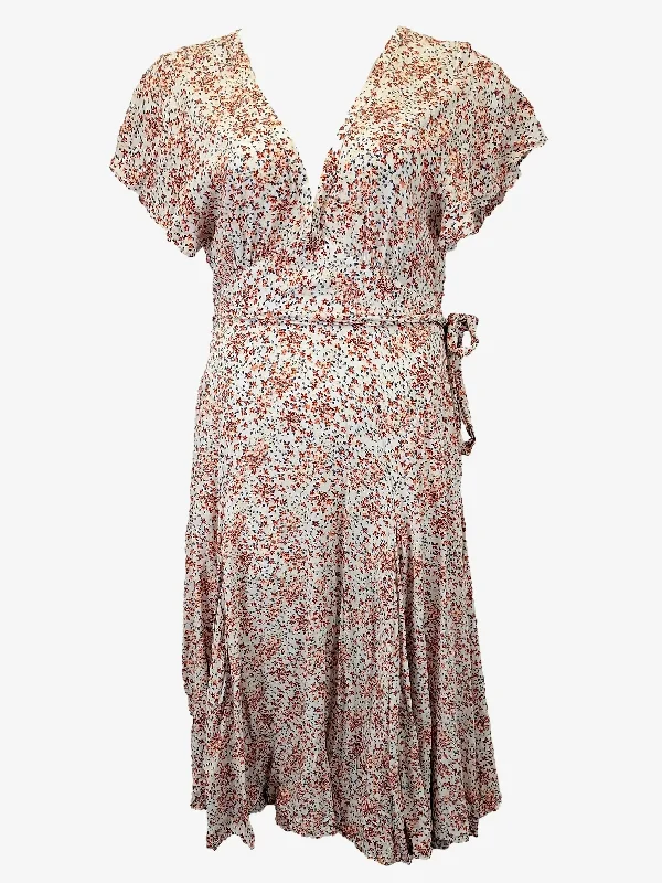 Auguste Feminine Floral Wrap Midi Dress Size 14