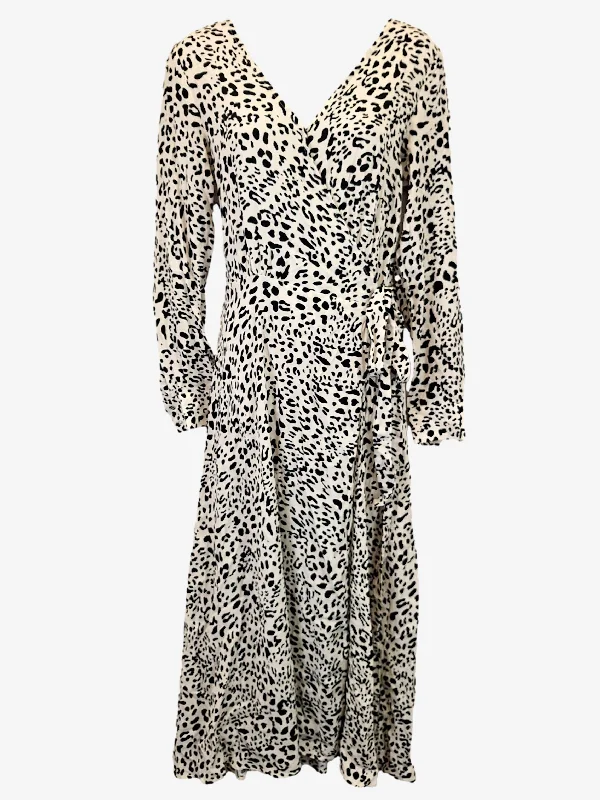 French Connection Cheetah Print V Neck Maxi Dress Size 8