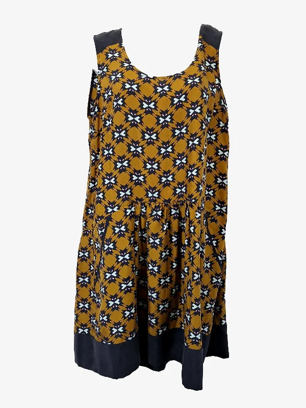 Gorman Geometric Silk Gathered Shift Mini Dress Size 10