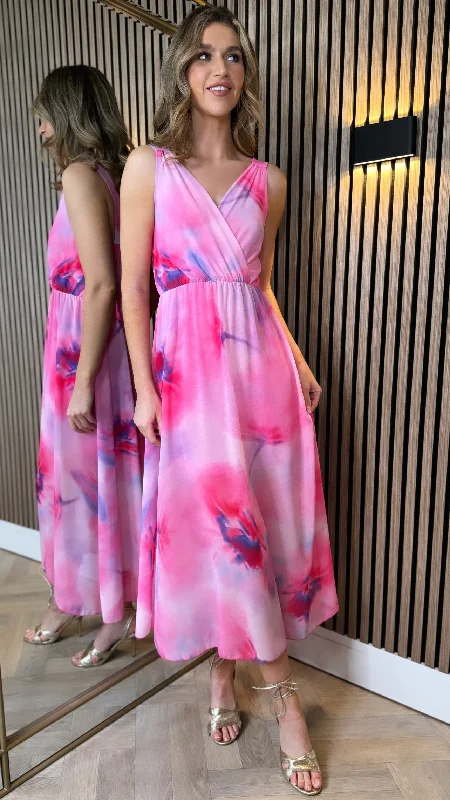 Quinn Pink Tie Dye Maxi Dress