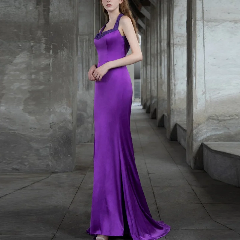 Purple Halter Dresses & Evening Prom Party Gowns for Women