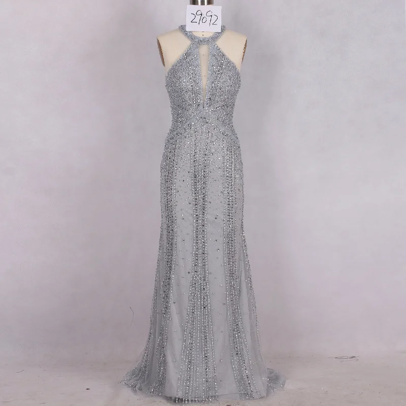 Unique Crystals Mermaid Prom Dress Sparkly Evening Gown