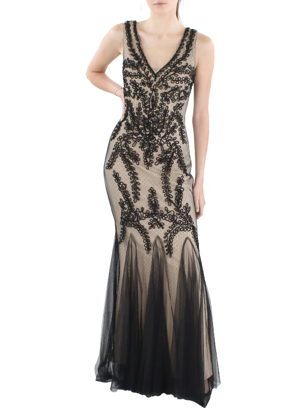 Womens Soutache Mermaid Evening Dress