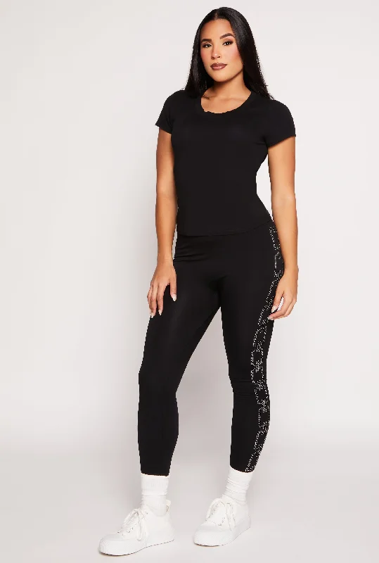 Rhinestone Chain Side Leggings