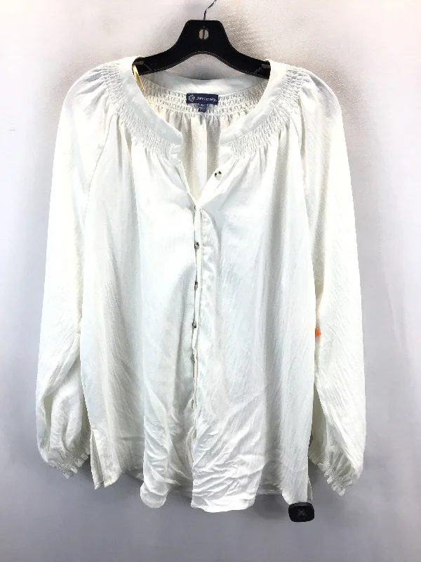 Blouse Long Sleeve By Democracy In White, Size: 1x