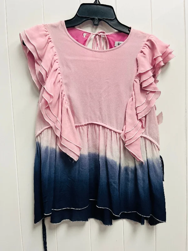 Blouse Short Sleeve By dondup In Blue & Pink, Size: L