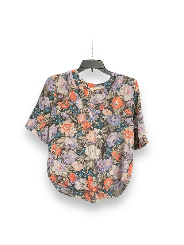 Blouse Short Sleeve By Rebecca Taylor In Floral Print, Size: S