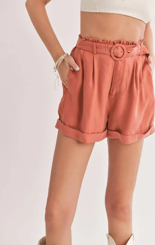 Dunes Belted Shorts In Rust