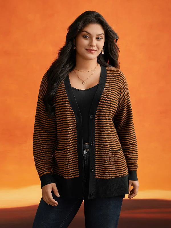 Halloween Striped Ribbed Cardigan