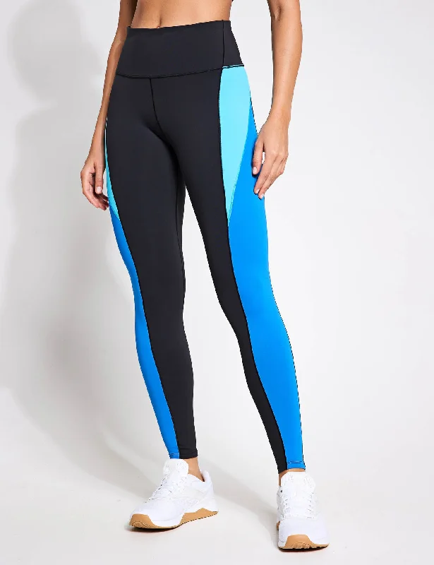 Lux High Waisted Legging - Black/Kinetic Blue